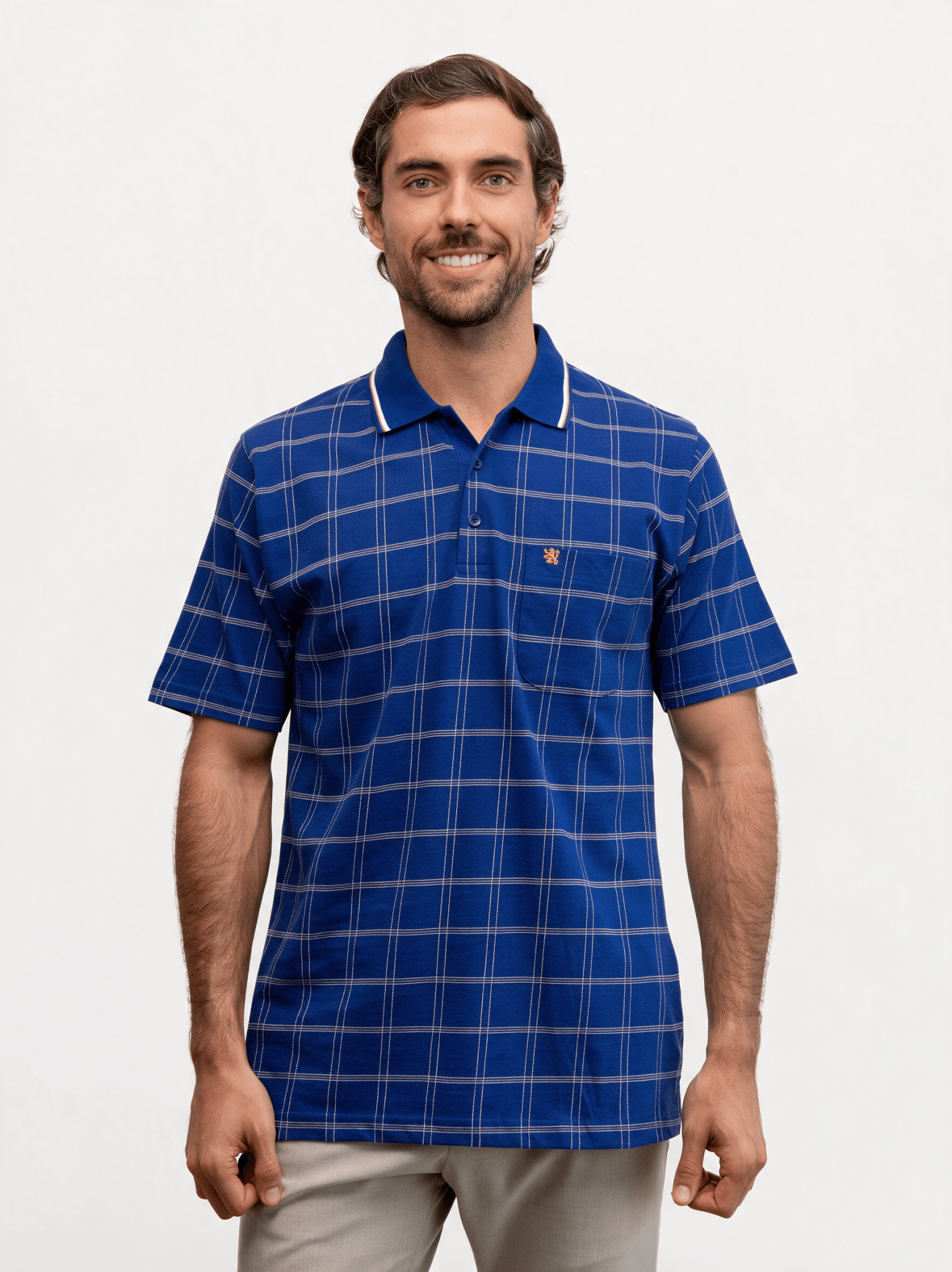 Manchester Playera Tipo Polo en Algodón Supima color azul para hombre