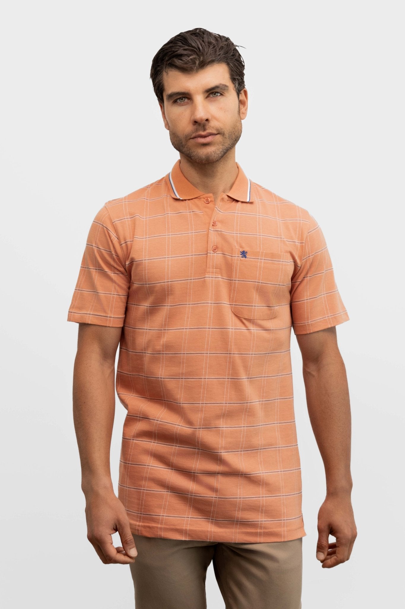 Manchester Playera Tipo Polo en Algodón Supima color naranja para hombre