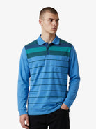 Manchester Polo - Algodón - Degradado Rayas - Manga Larga color azul para hombre