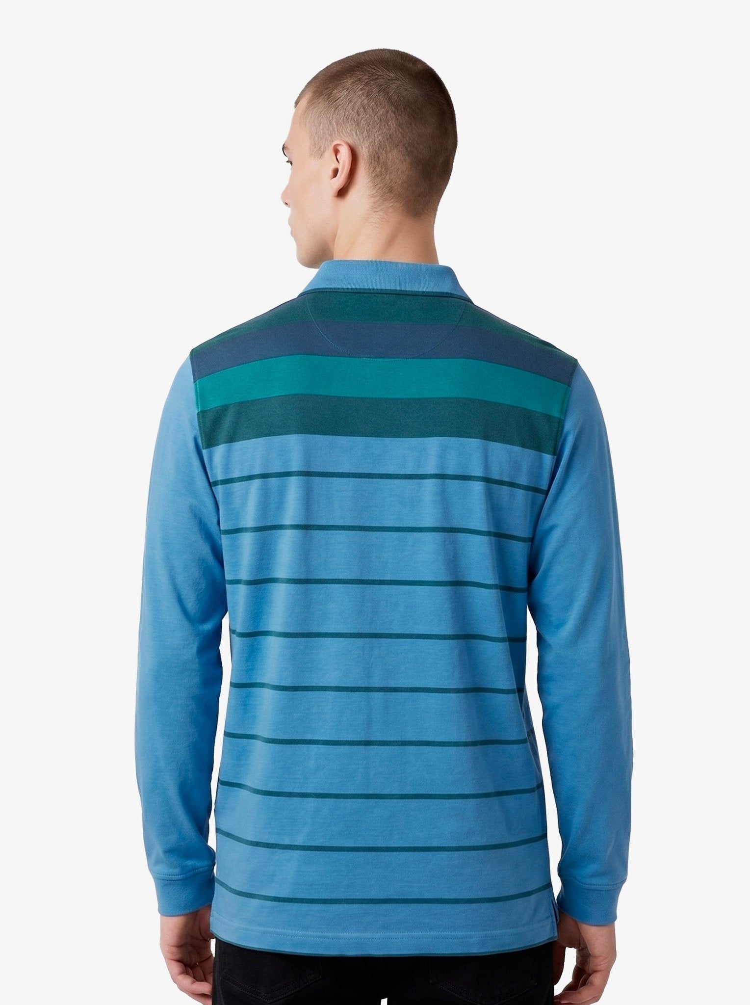 Manchester Polo - Algodón - Degradado Rayas - Manga Larga color azul para hombre