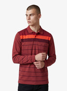 Manchester Polo - Algodón - Degradado Rayas - Manga Larga color vino para hombre