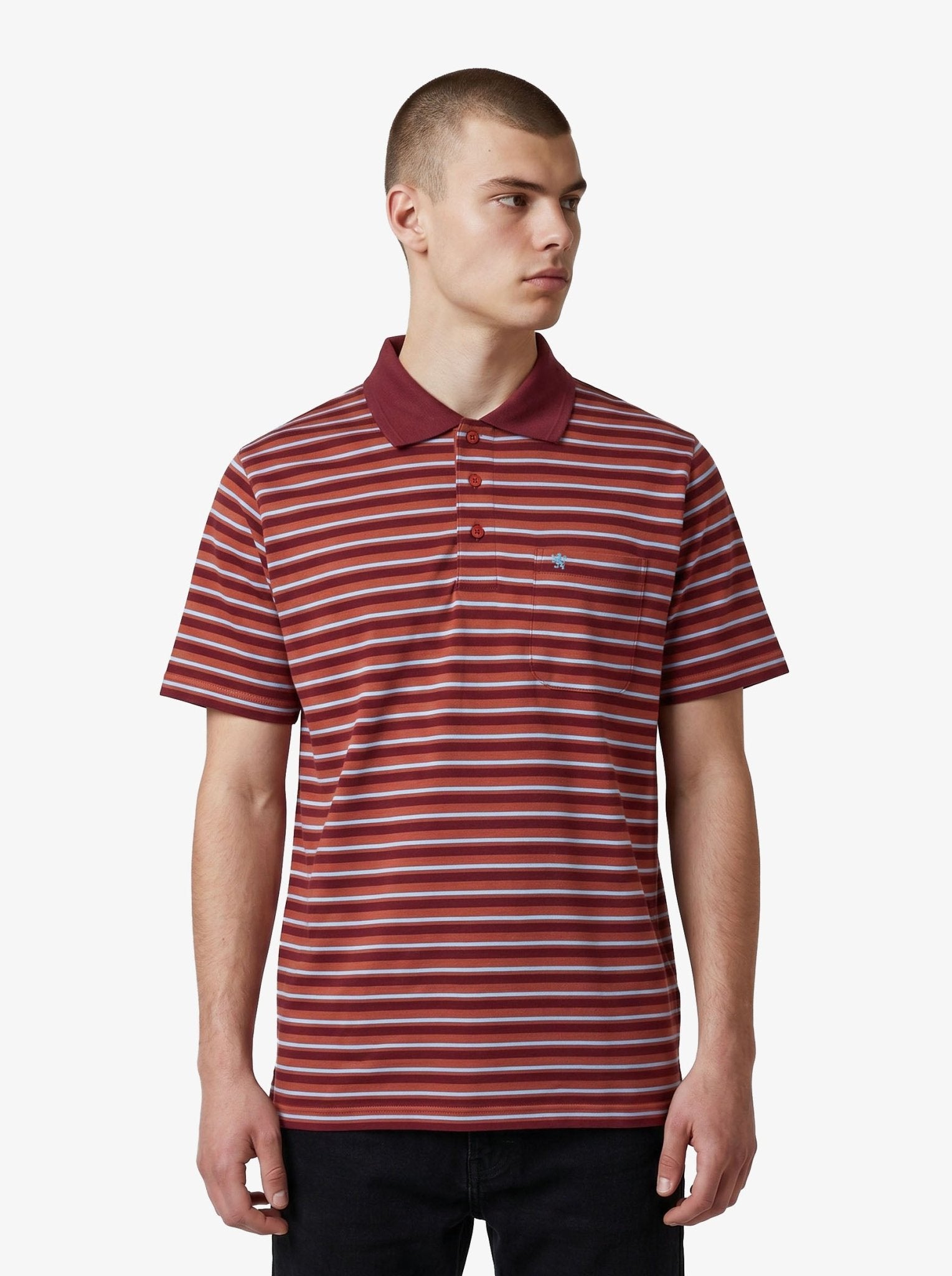 Manchester Polo - Algodón - Rayas Clásica - Manga corta color rojo para hombre