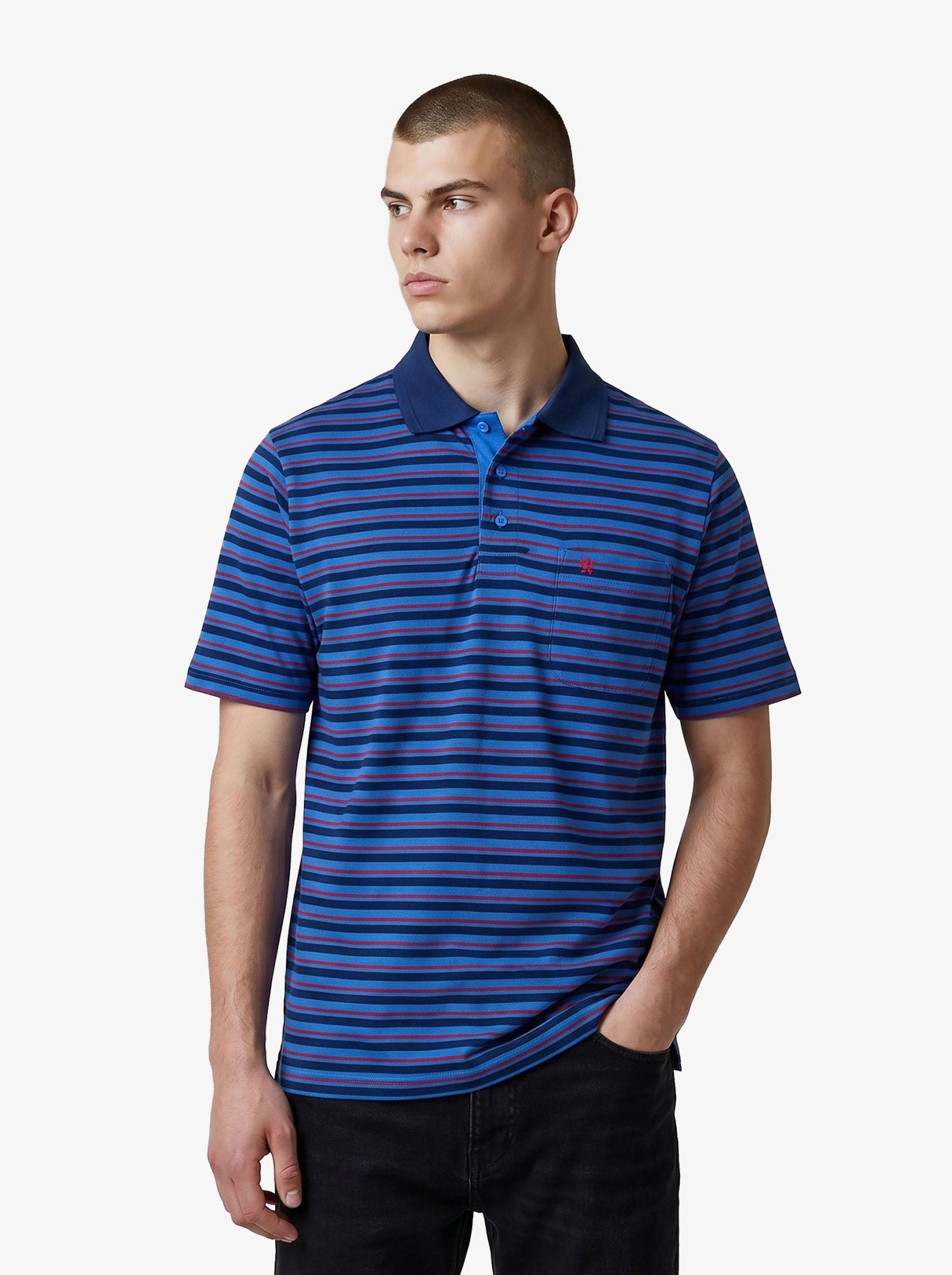 Manchester Polo - Algodón - Rayas Clásica - Manga corta color azul para hombre