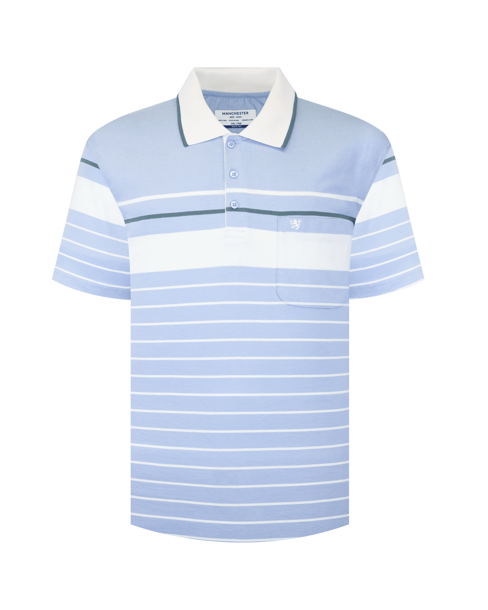 Manchester Polo Big And Tall Premium de Rayas Horizontales Sofisticado - Manchester