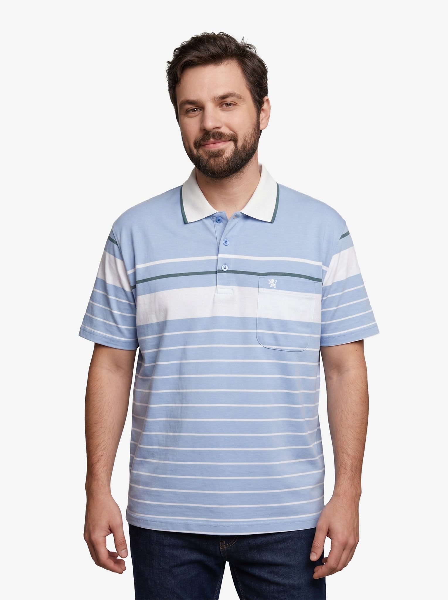 Manchester Polo Big And Tall Premium de Rayas Horizontales Sofisticado - Manchester