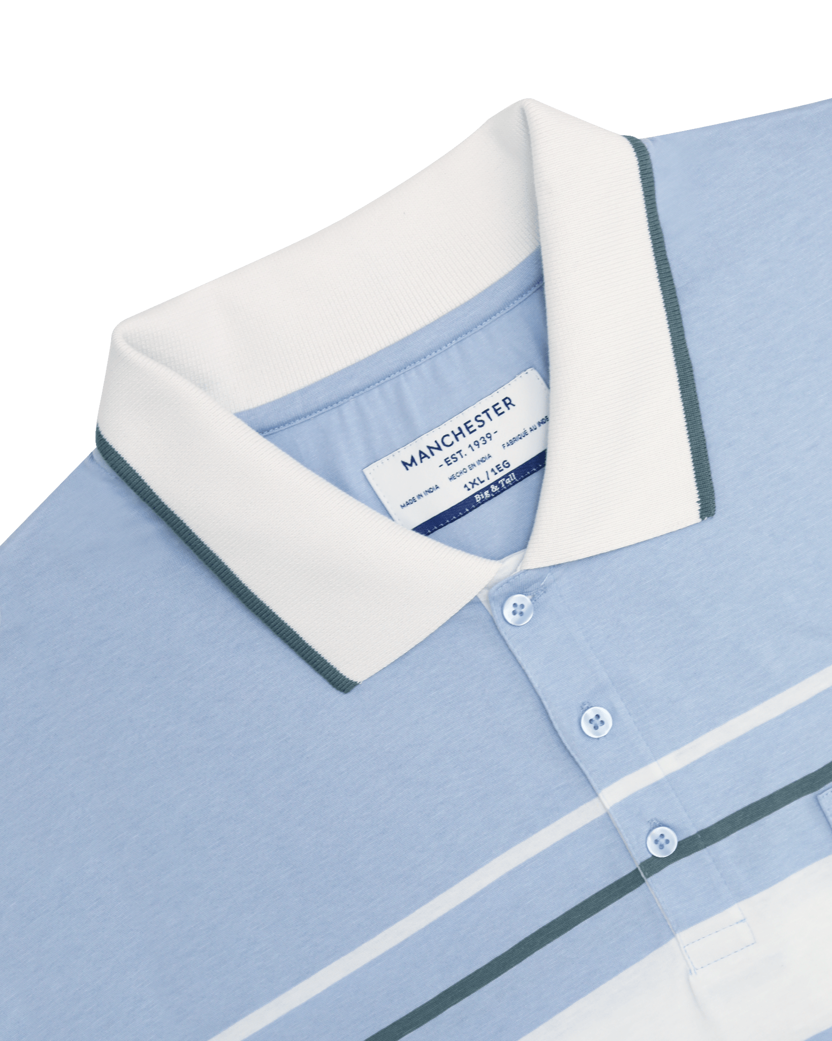 Manchester Polo Big And Tall Premium de Rayas Horizontales Sofisticado - Manchester