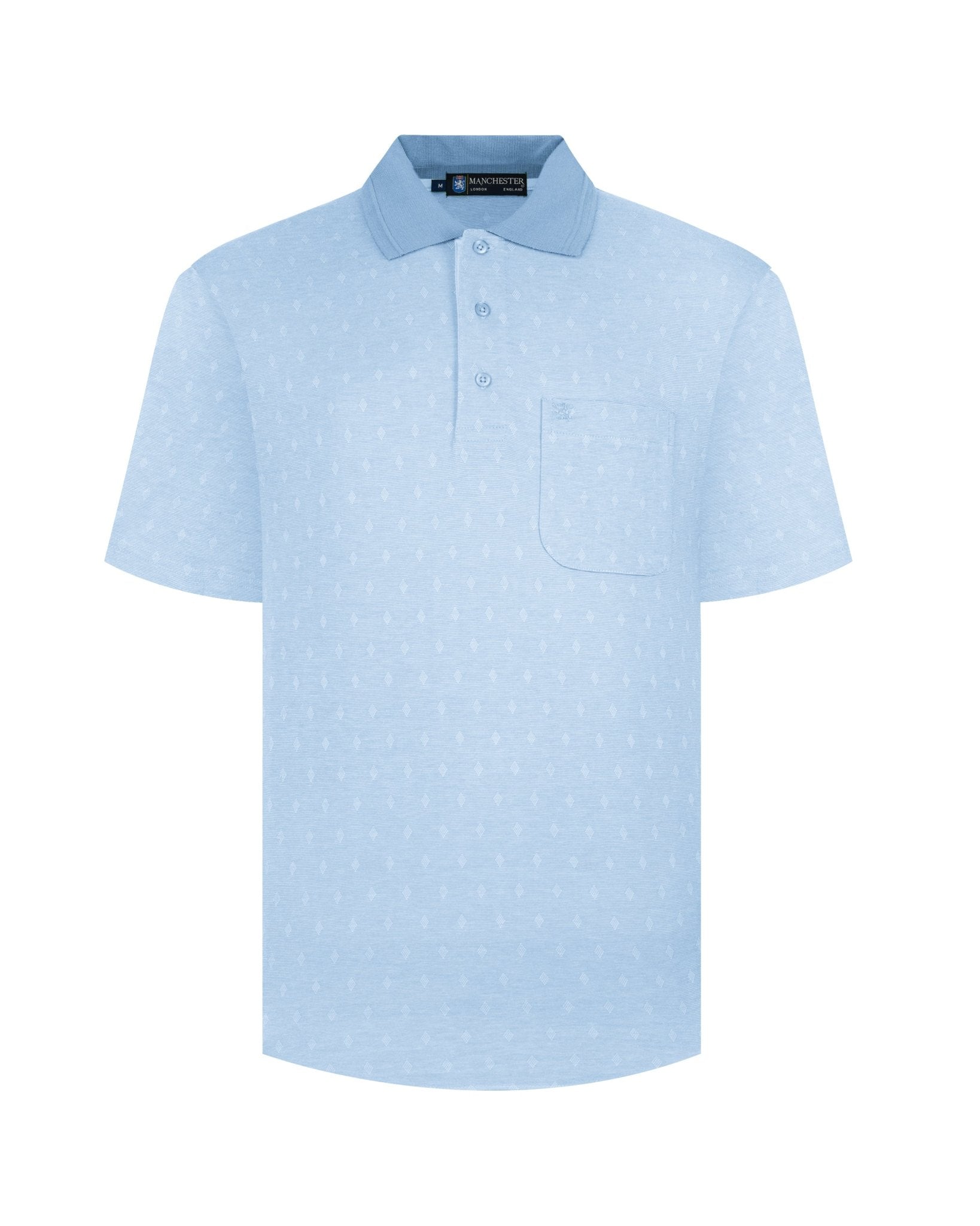 Manchester Polo con Rombos Sutiles, Bolsillo y Cuello de Botones en Algodón Supima - Manchester