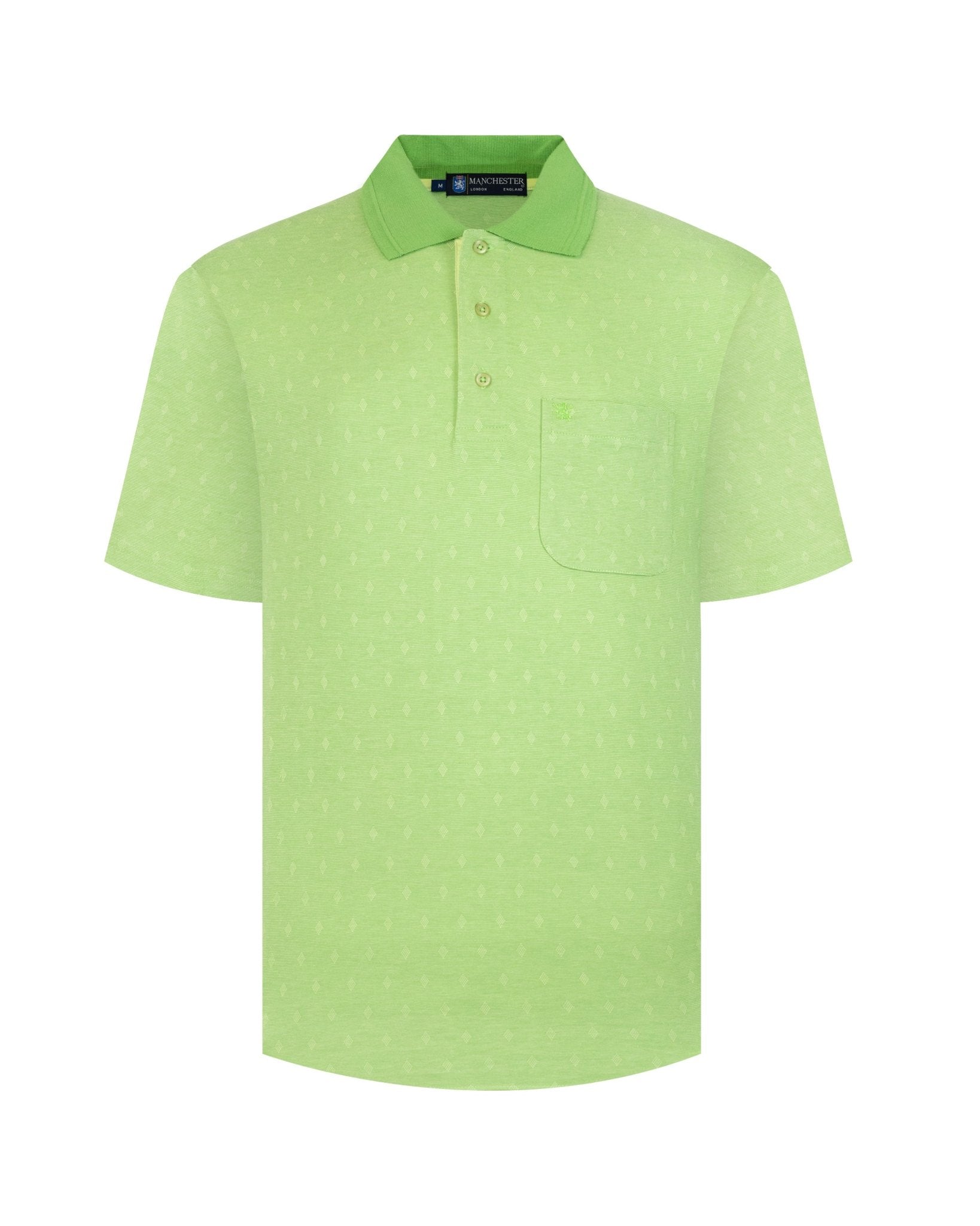 Manchester Polo con Rombos Sutiles, Bolsillo y Cuello de Botones en Algodón Supima - Manchester