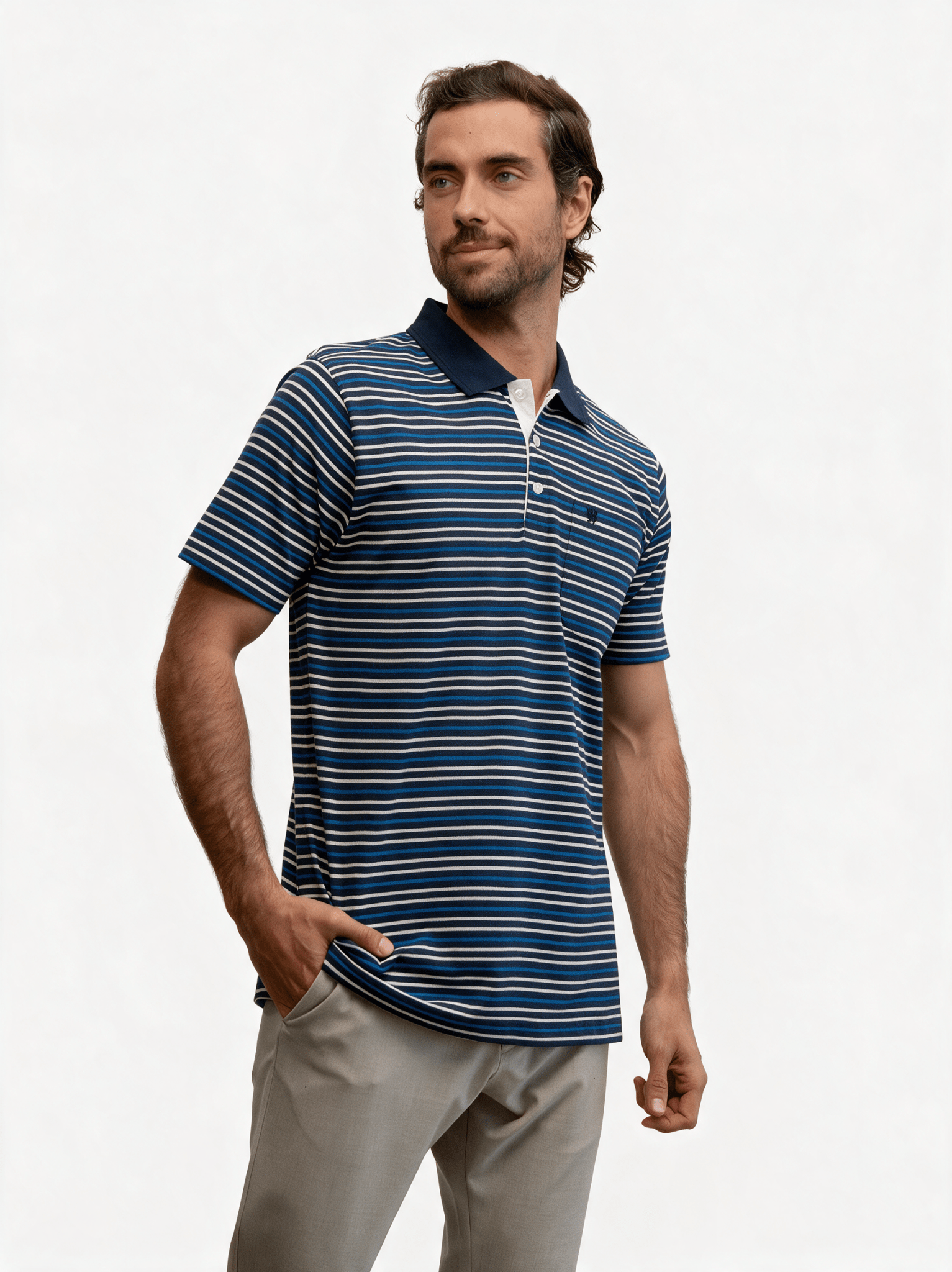 Manchester Polo de Algodón Premium con Diseño de Rayas Marineras - Manchester
