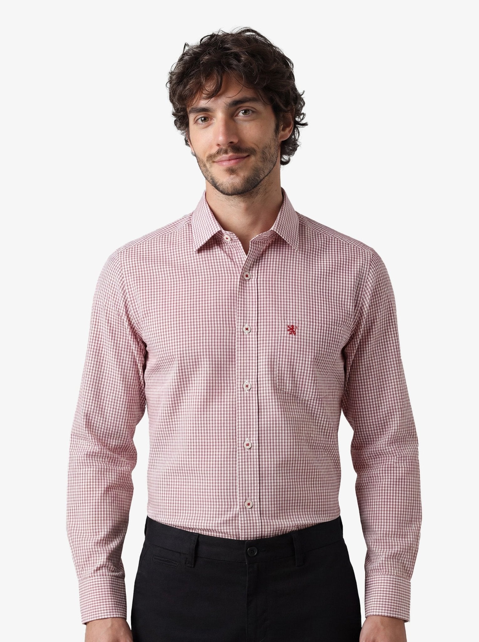 Manchester Regular Fit Camisa de Vestir Manga Larga Cuello Roma en Algodón-Poliéster - Manchester
