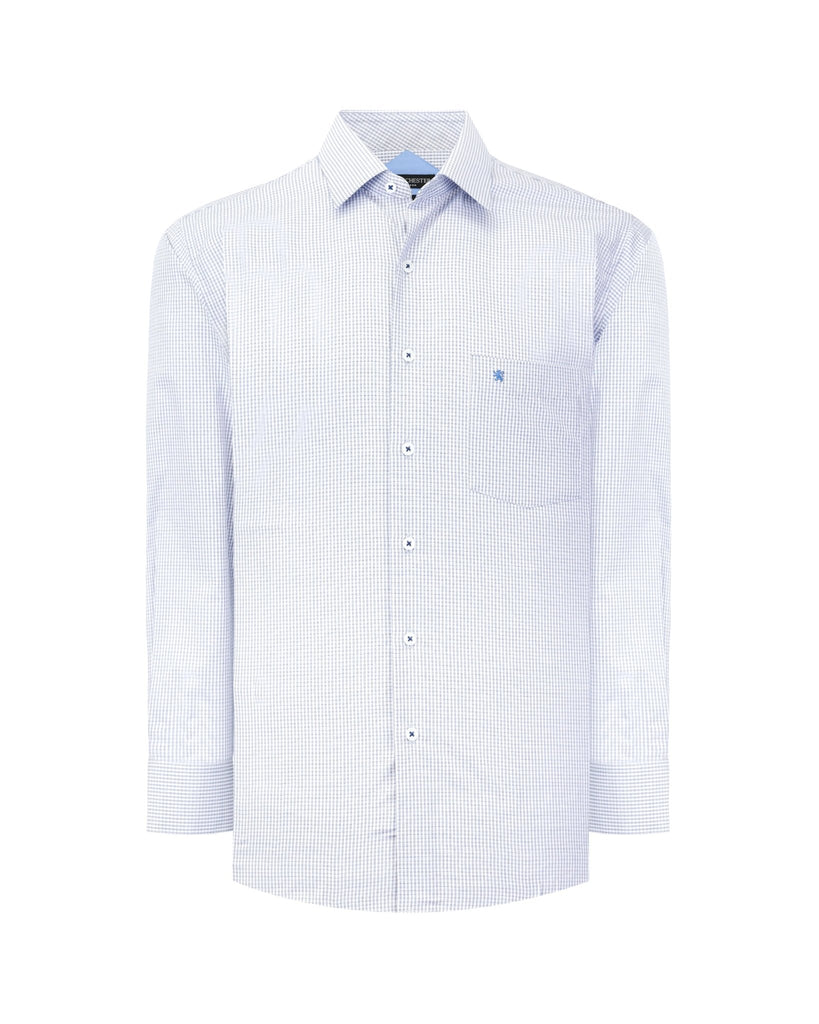 Manchester Regular Fit Camisa de Vestir Manga Larga Cuello Roma en Algodón - Poliéster - Manchester