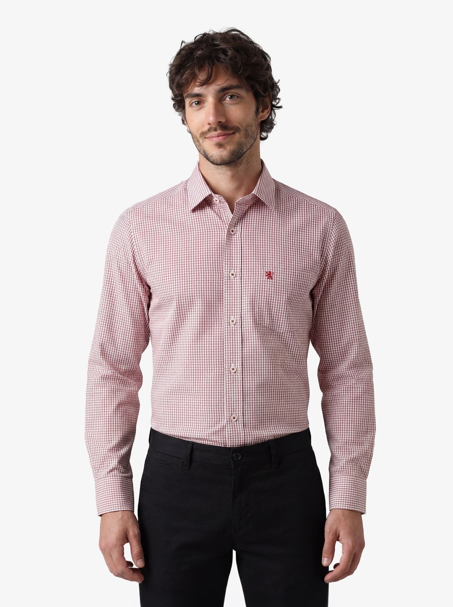 Manchester Regular Fit Camisa de Vestir Manga Larga Cuello Roma en Algodón-Poliéster - Manchester