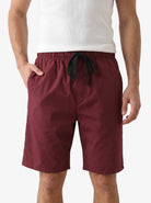 Manchester Short de Pijama Color Sólido Algodón y Poliéster color guindo para hombre