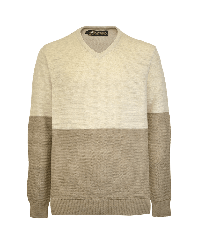 Manchester Suéter Cuello V Bicolor en Mezcla de Lana y Acrílico - Manchester