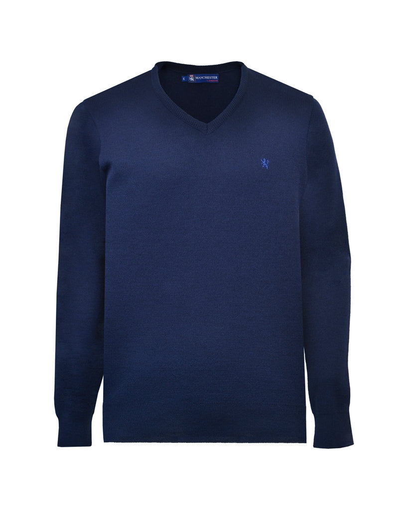 Manchester Suéter Liso Cuello V Lana Merino - Acrílico - Manchester