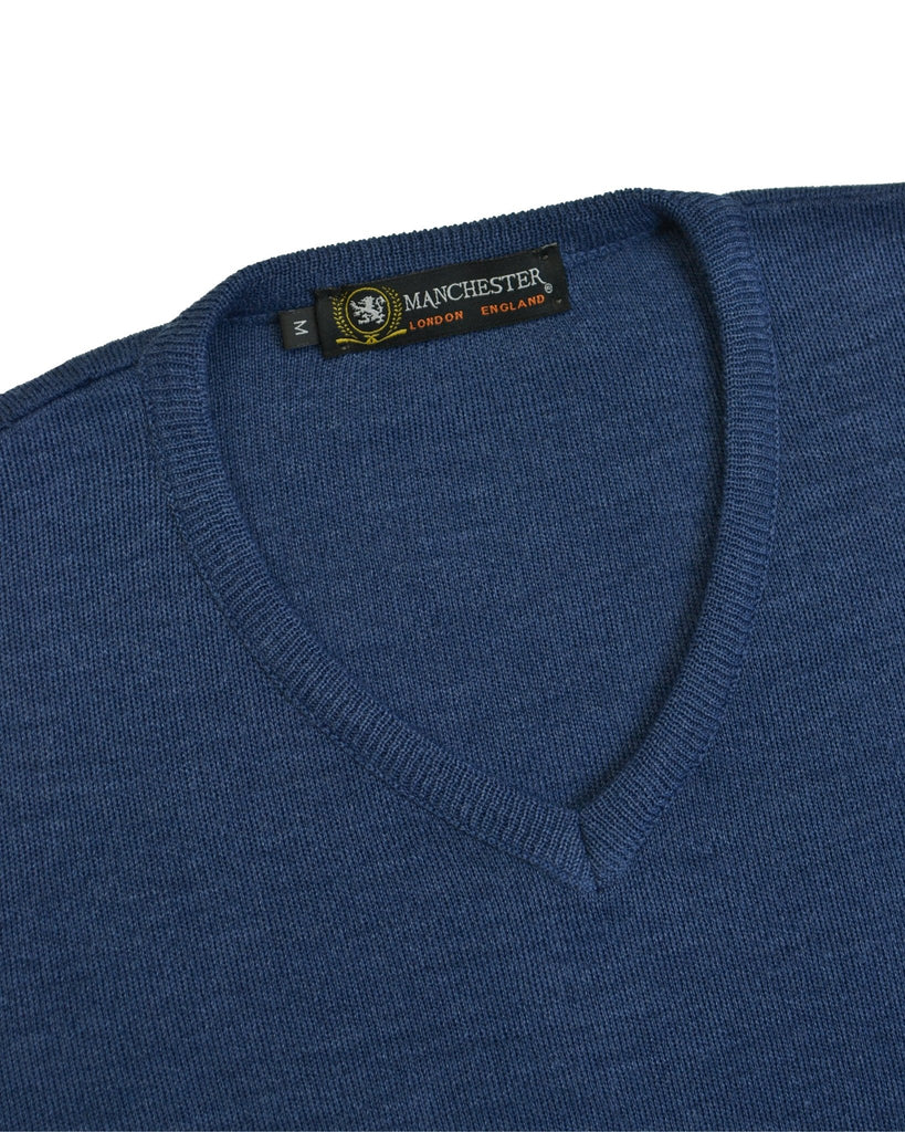 Manchester Suéter Liso Cuello V Lana Merino - Acrílico - Manchester