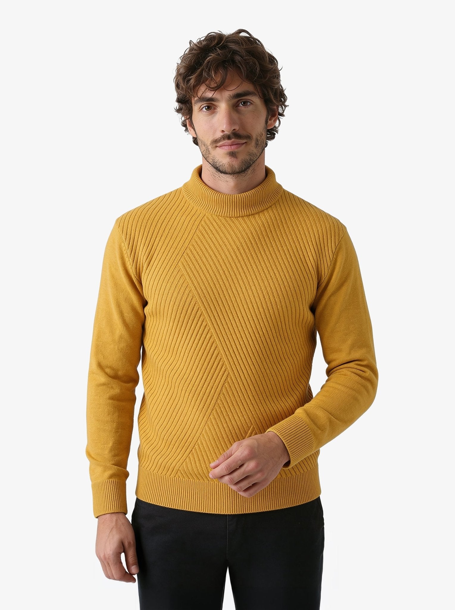 Manchester Sweater con Cuello Redondo y Tejido de Líneas Inclinadas - Manchester
