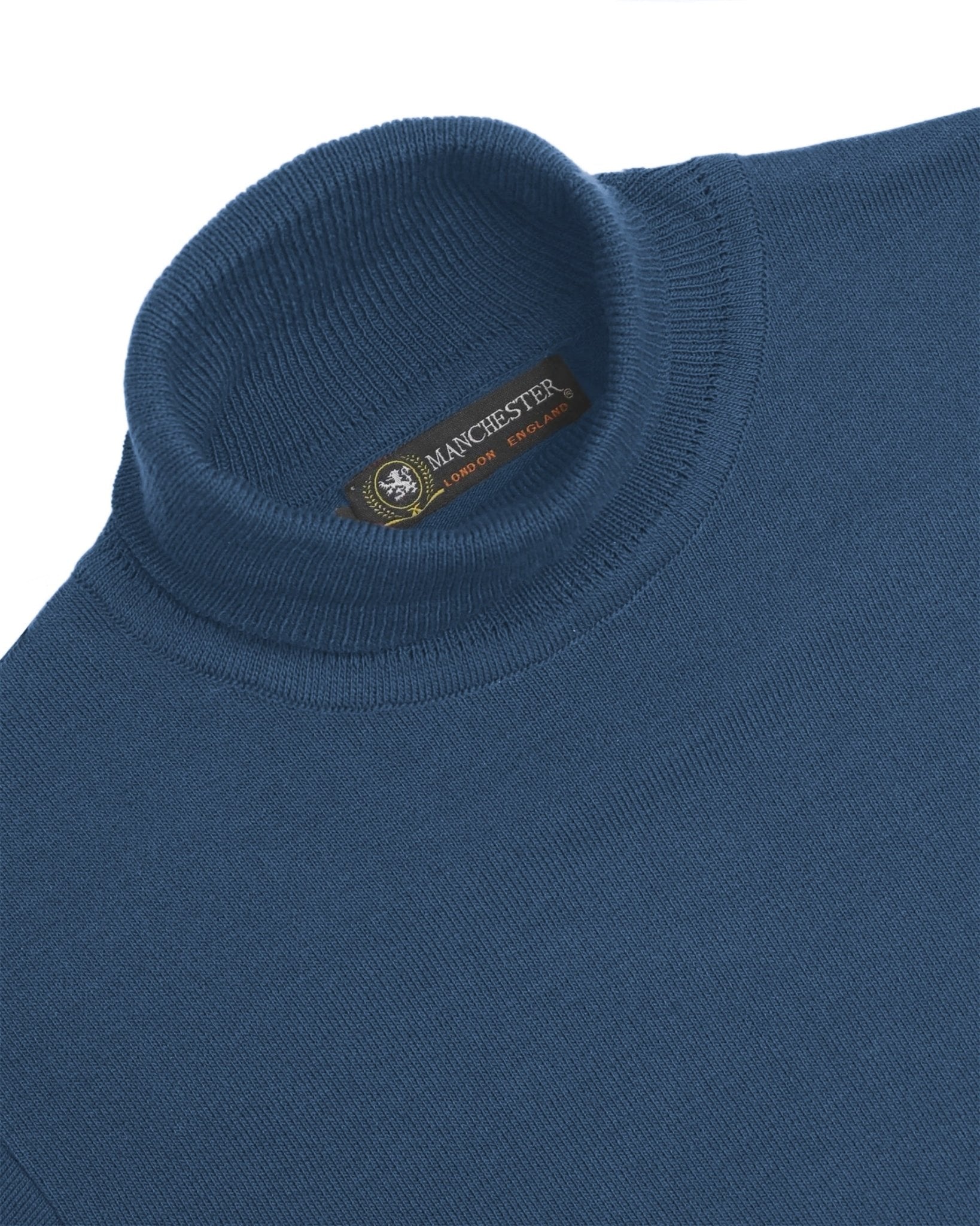 Manchester Sweater con Cuello Tortuga color azul jaspe para hombre