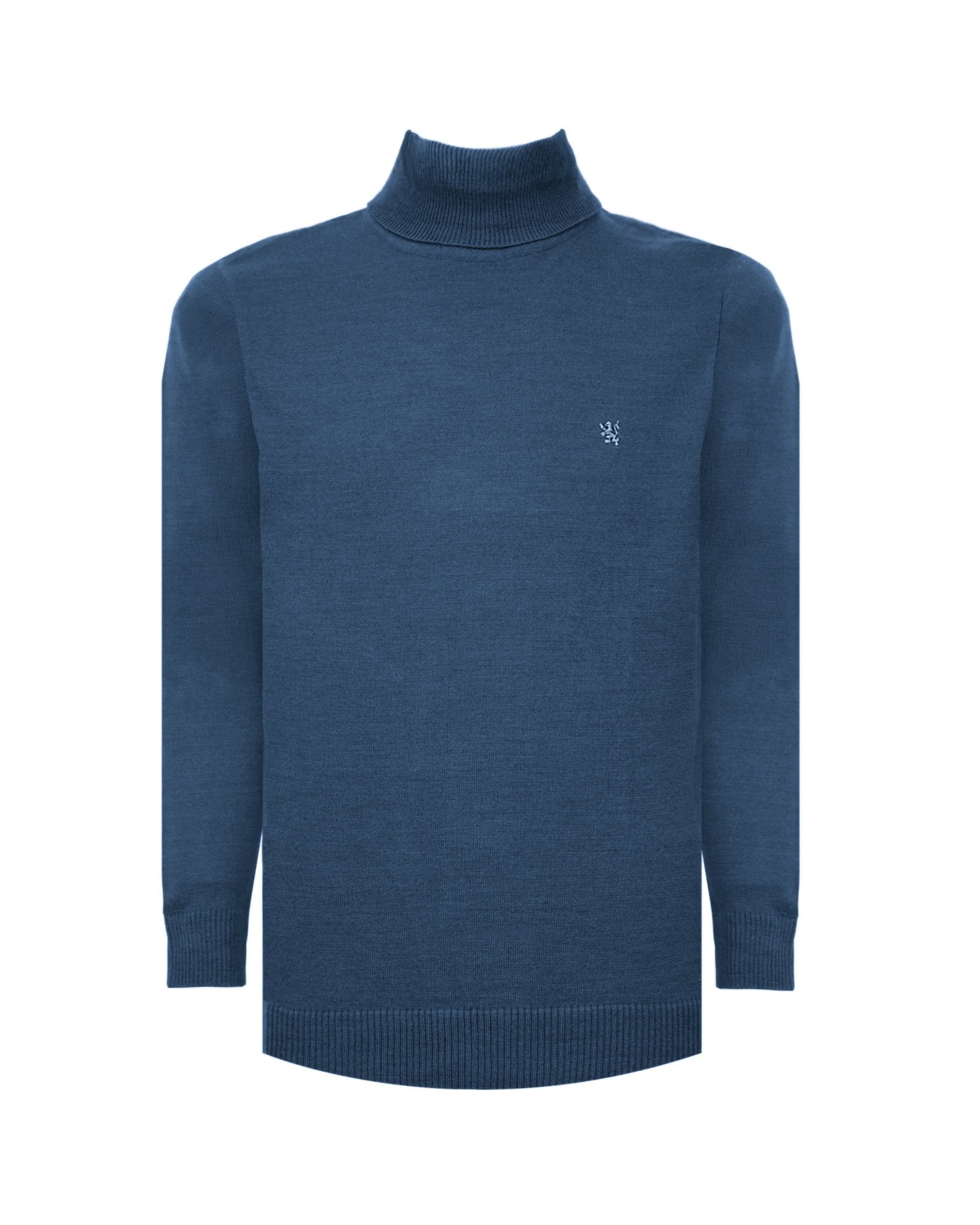 Manchester Sweater con Cuello Tortuga color azul jaspe para hombre