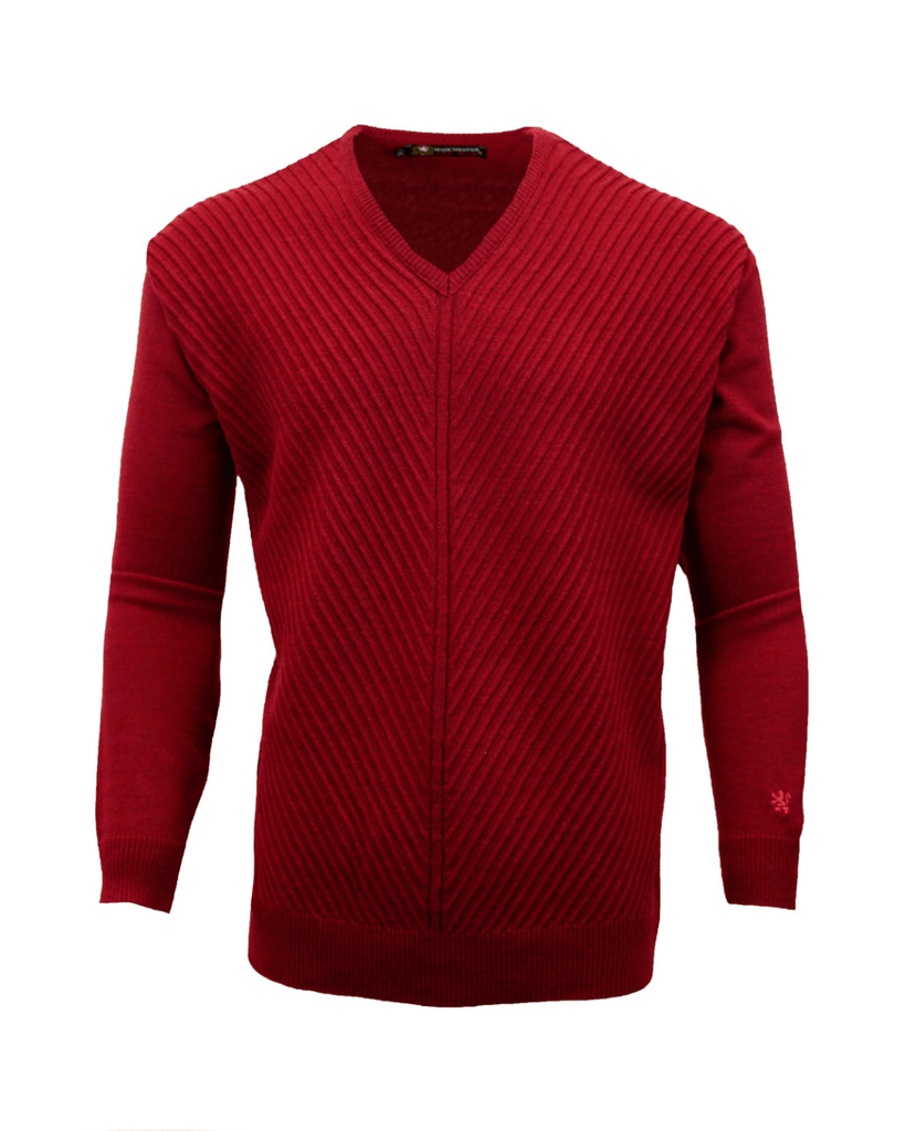 Manchester Sweater de Punto Rayas Sinuosas 100% Acrílico con Cuello V - Manchester