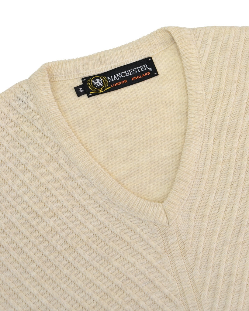 Manchester Sweater de Punto Rayas Sinuosas 100% Acrílico con Cuello V - Manchester