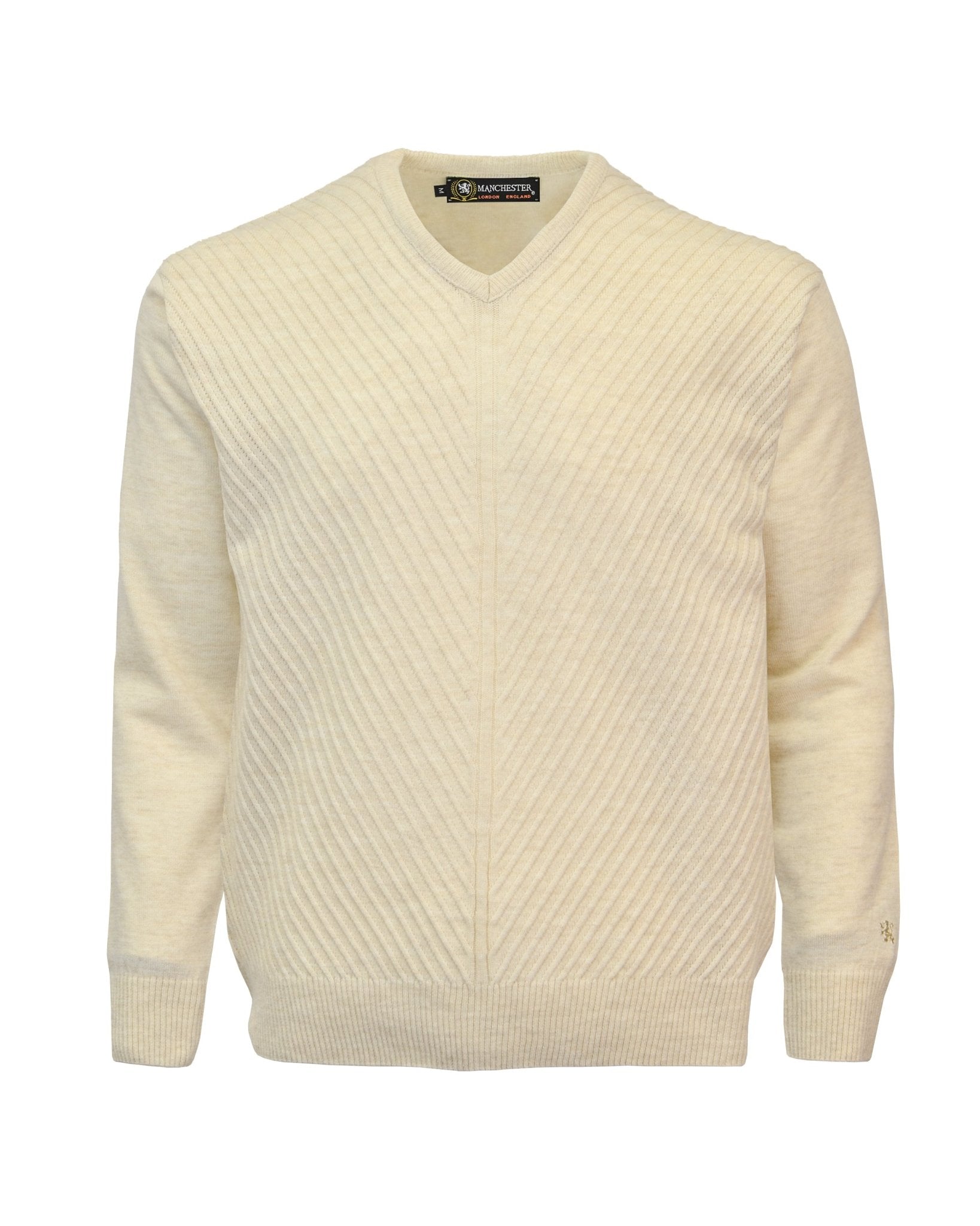 Manchester Sweater de Punto Rayas Sinuosas 100% Acrílico con Cuello V - Manchester