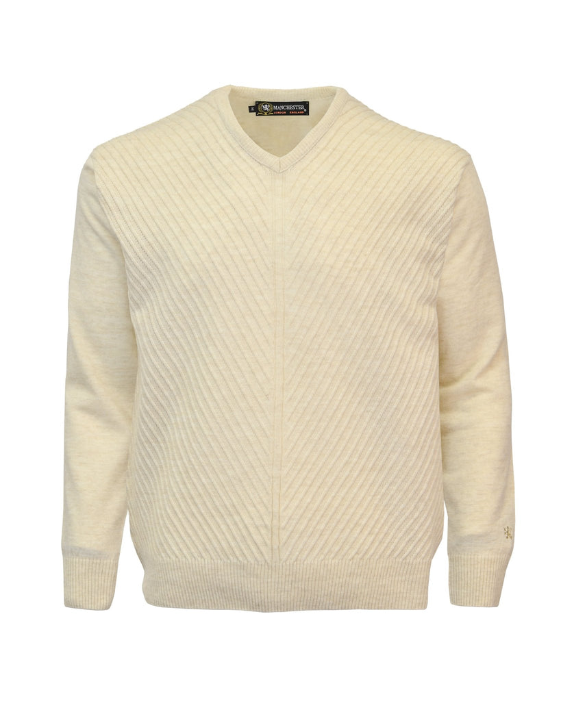 Manchester Sweater de Punto Rayas Sinuosas 100% Acrílico con Cuello V - Manchester